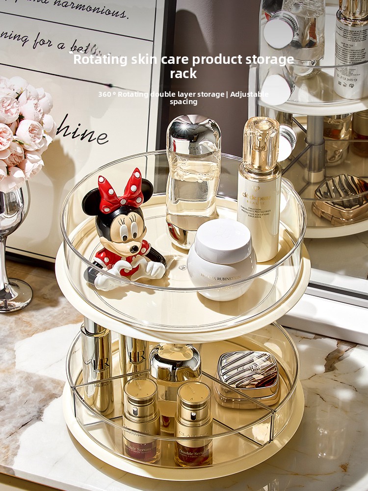 Luxury Skincare Tray - Large Capaci Rotating Cosmetic Storage Box