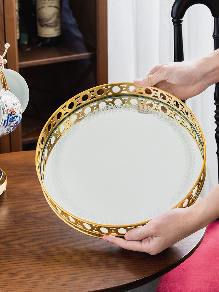 Light luxury mirror brass rota - مراجعة Luxury Skincare Tray وسعره