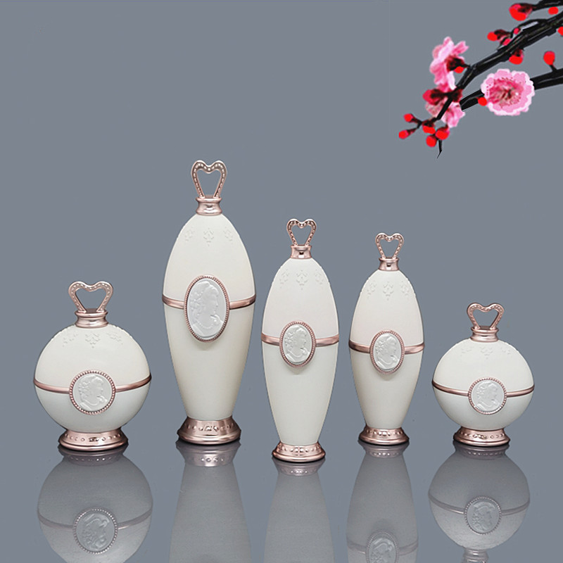 6pcs/pack Gold/White Acrylic E - مراجعة Luxury Skincare Bottles وسعره
