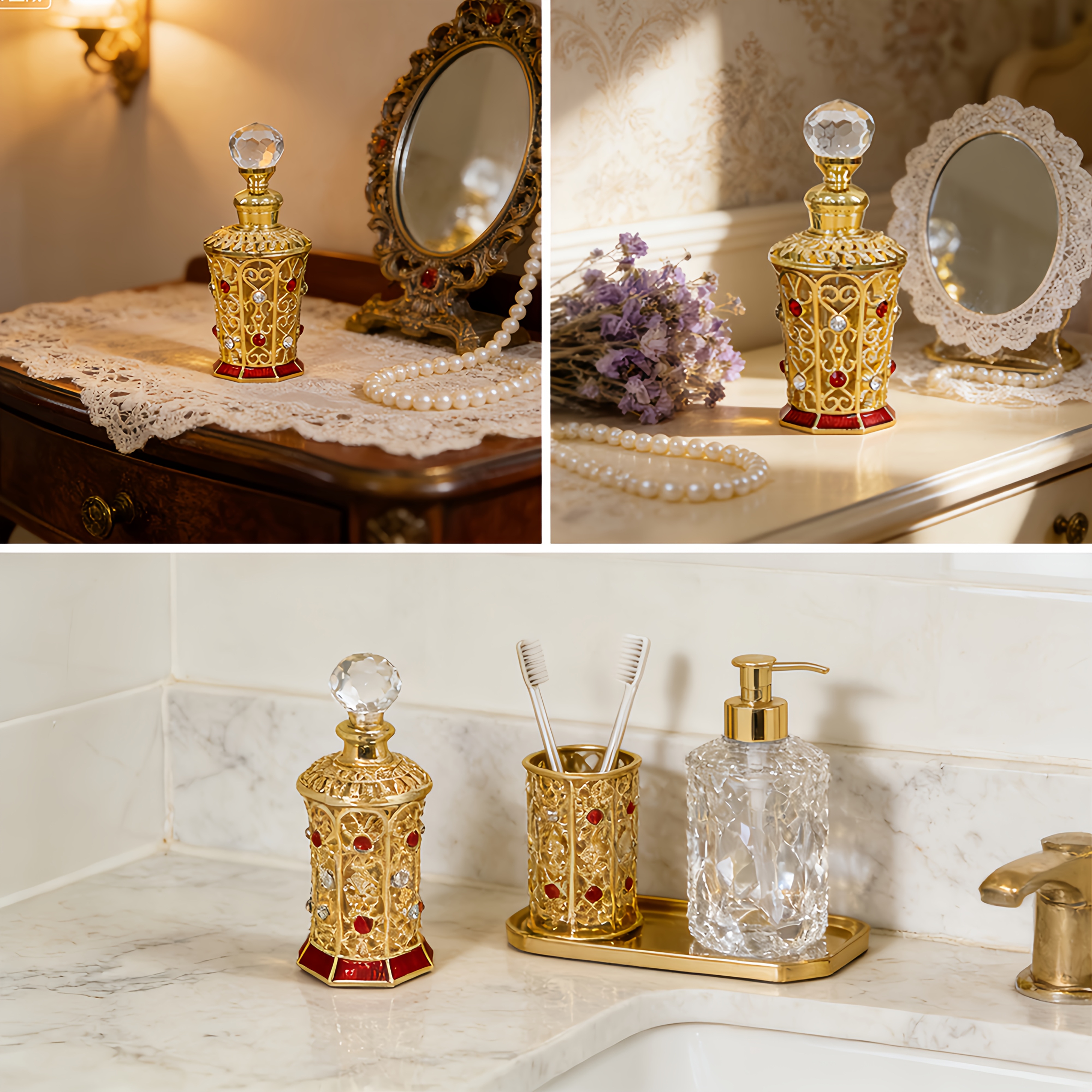 A Set of Vintage-Style Dispens - مراجعة Luxury Skincare Bottles وسعره